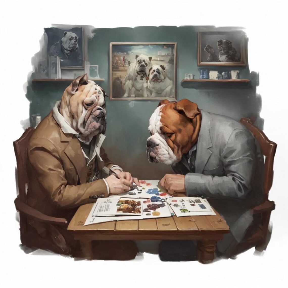 Two Dogs Playing Poker Custom Pet Portrait - Image 3