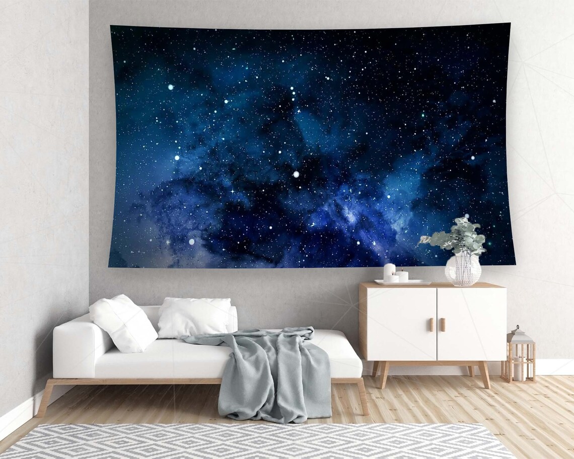 Blue Tapestry Stars Nursery Room Art Print