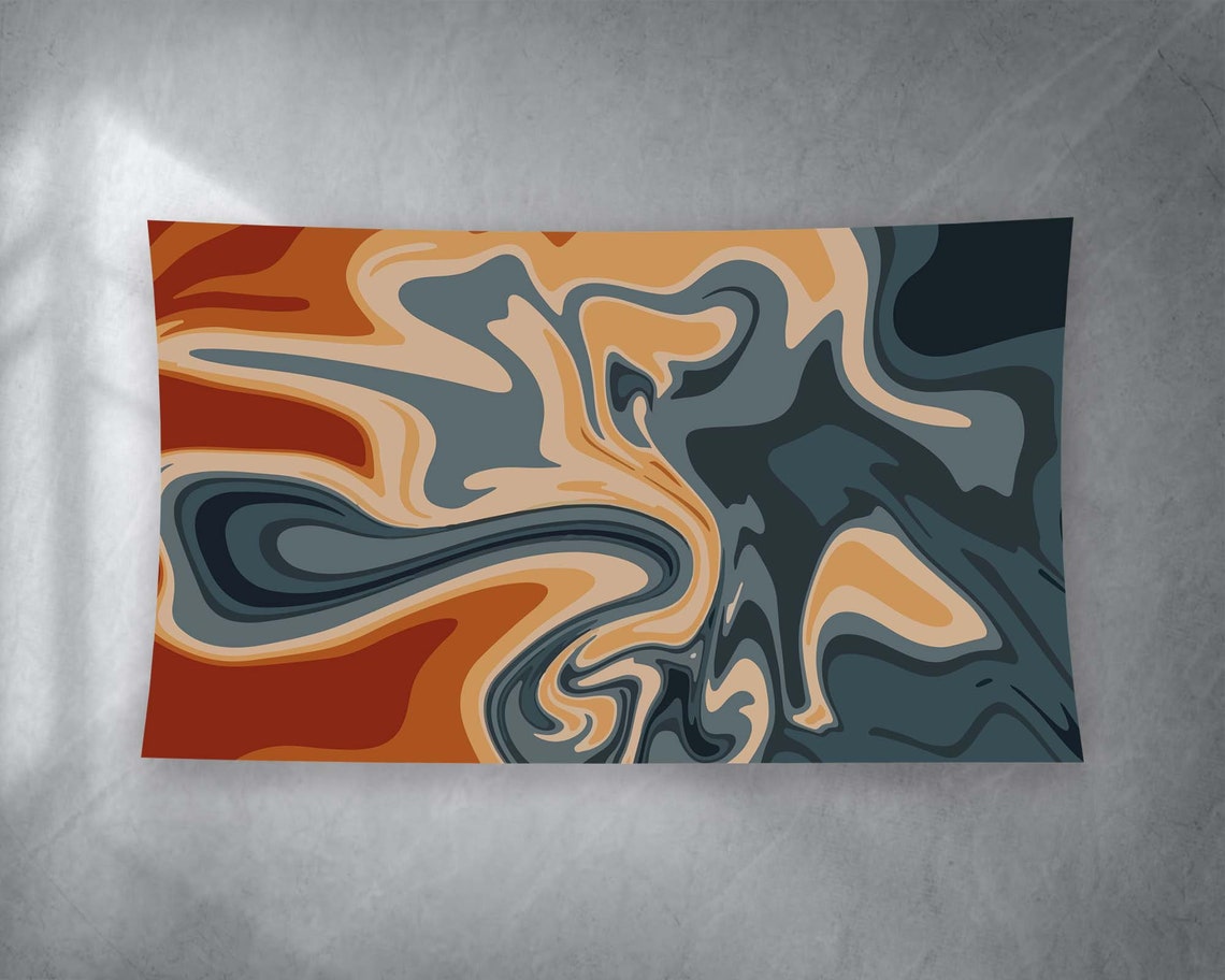 Terracotta Rust Marble Swirl Abstract Fluid Art Tapestry Wall Art - Image 2