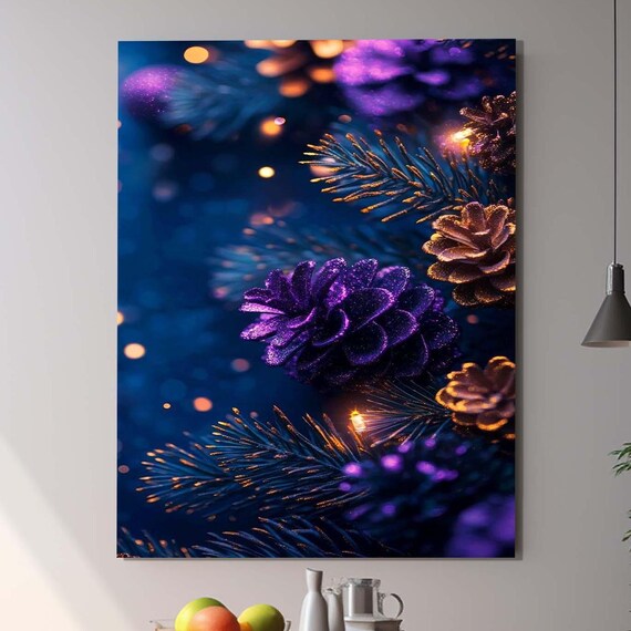 Pine Cones Glass Wall Art Purple And Brown Wall Decor Glass Tempered Glass Wall Art Glass Wall Art Luxury Glass Art Office Wall Decor