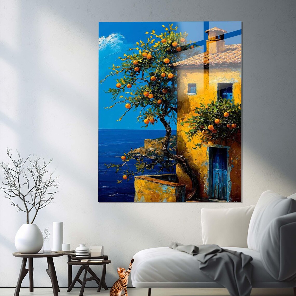 Mediterranean House Landscape Floral Art Print - Image 3