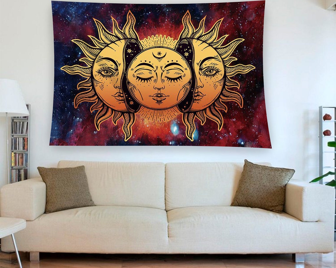 Psychedelic Sun Tapestry Trippy Sublime Sun Tapestry Psychedelic Hippie Sunset Sunrise Wall Hanging Trippy Dorm Decor College Tapestry - Image 2