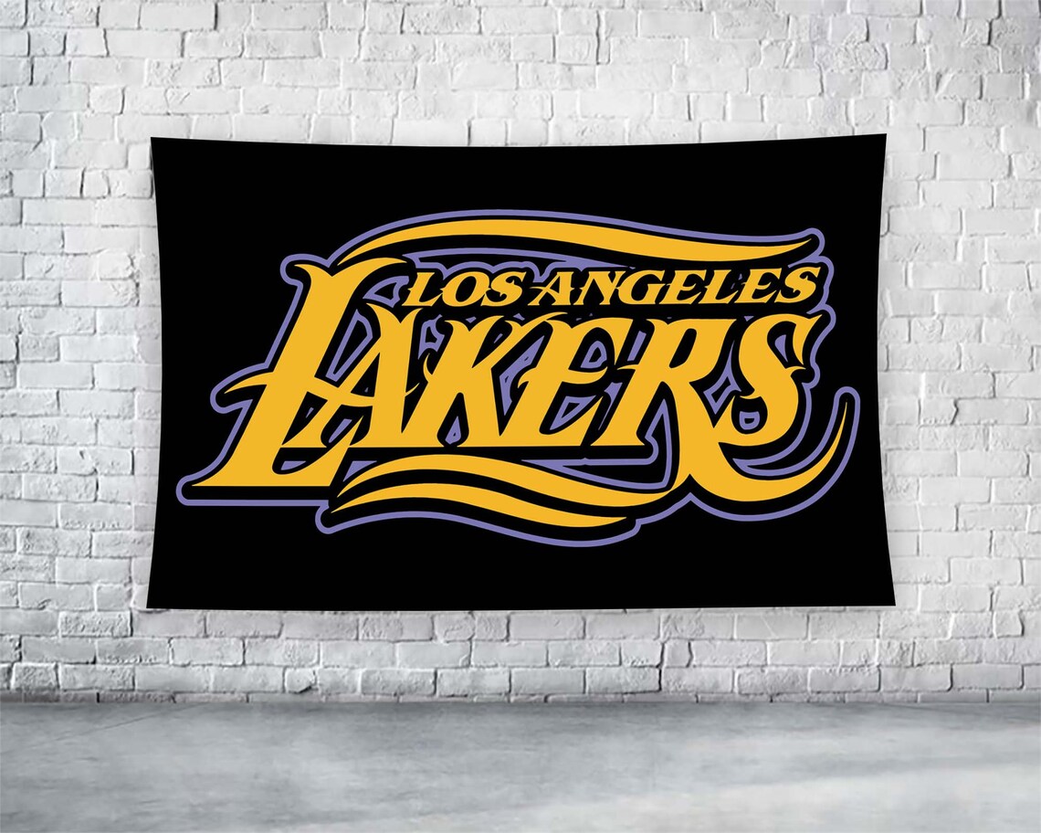 Los Angeles Lakers Gold Purple Black Basketball Team Logo Wall Art