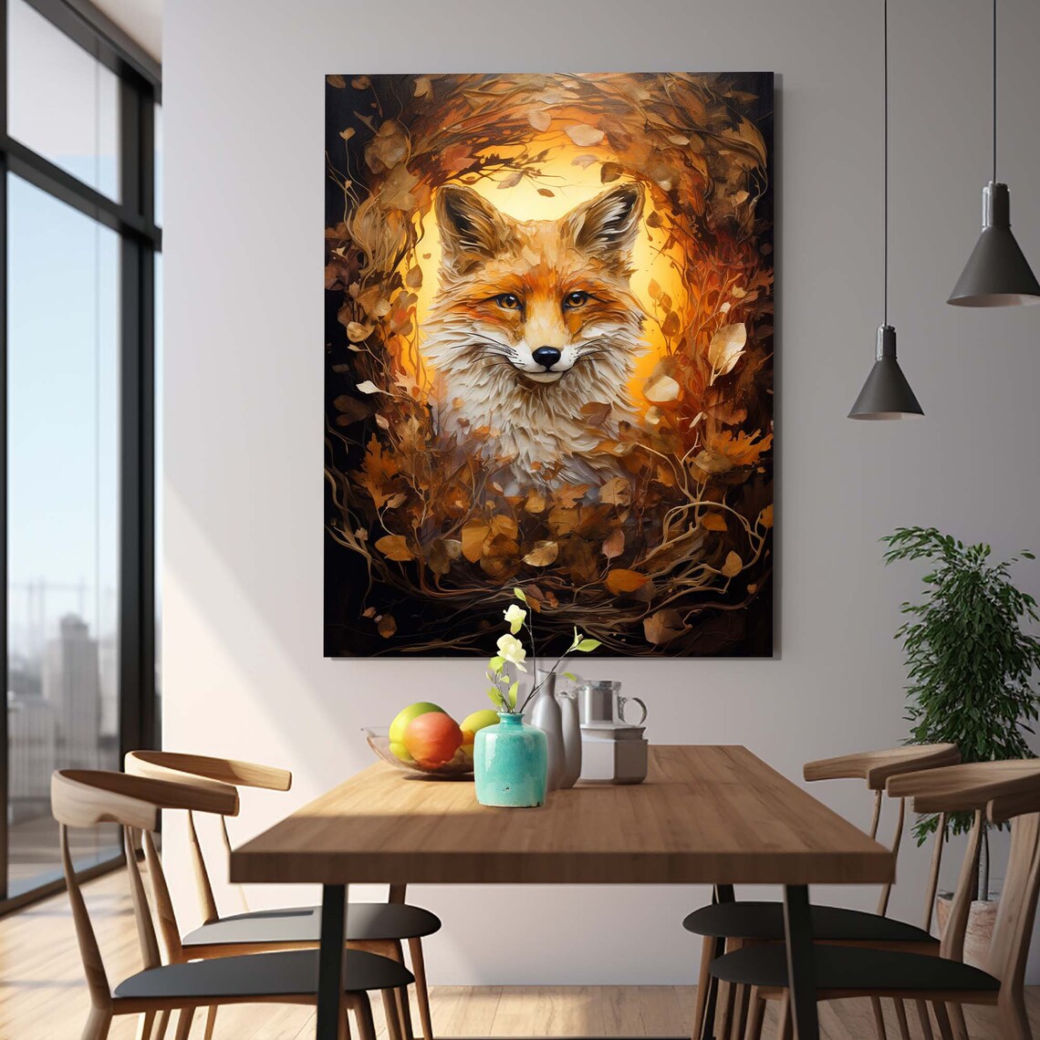Fox and Floral Wall Art Print, Luxury Animal Pattern - Image 2
