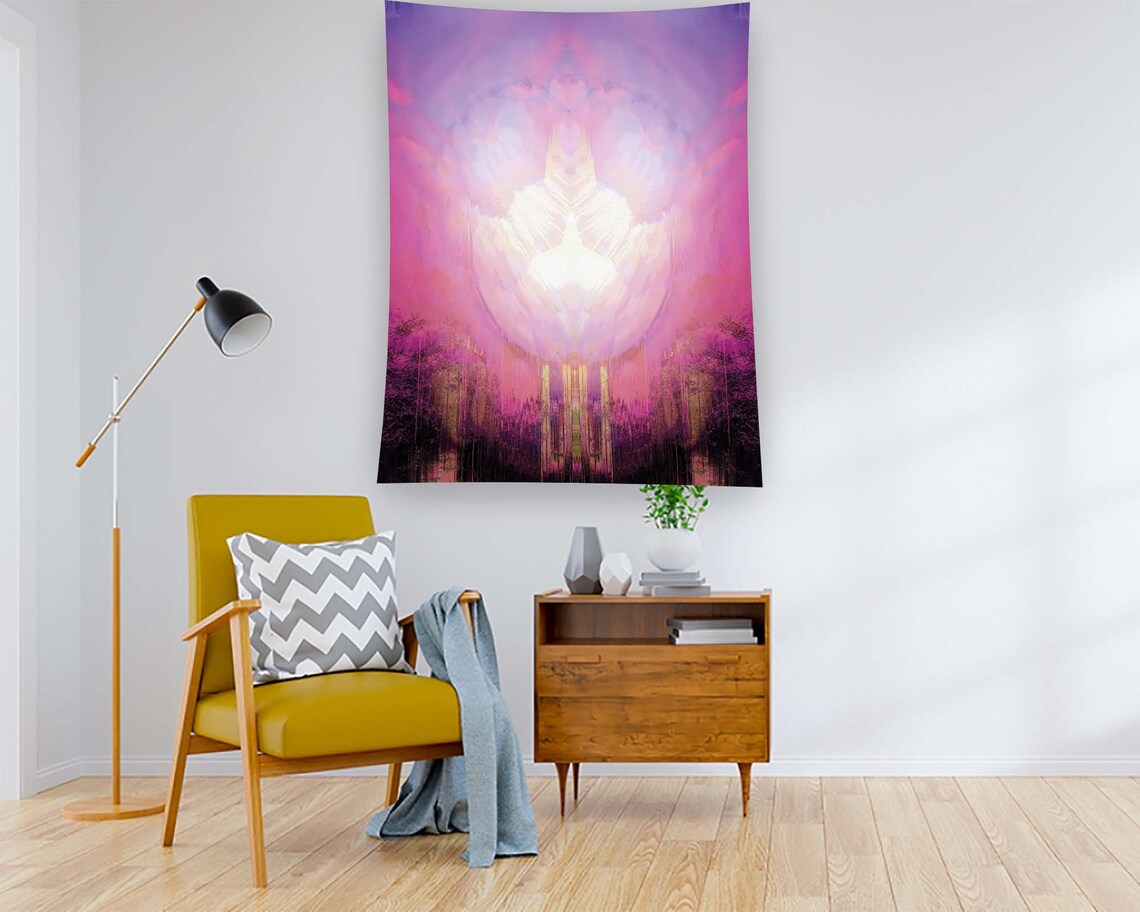 Purple Pink Ethereal Symmetric Angelic Mist Dreamy Fantasy Poster - Image 2