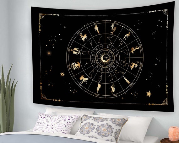 Tapestry Wall Hanging Art Hand Woven Home Living Room Sign Tapestry Zodiac Tapestry Gothic Tapestry Astrology Tapestry Minimalist