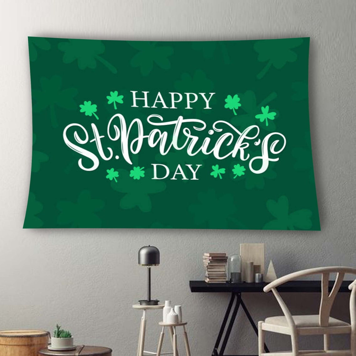 Happy St Patrick's Day Shamrock Tapestry Green Holiday Poster - Image 2