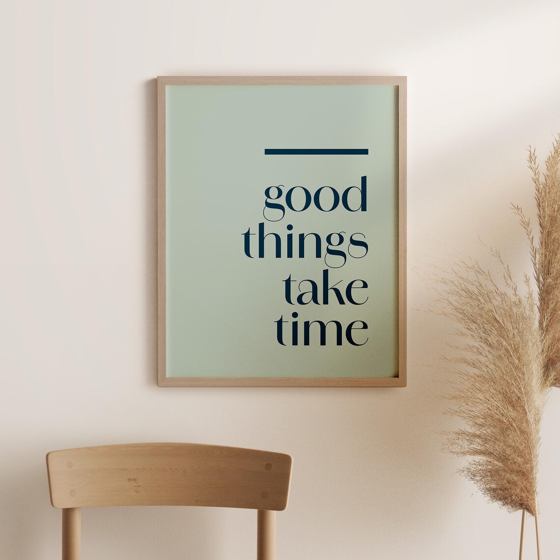 Good Things Take Time Sage Green Minimalist Typography Quote Wall Poster - Image 2