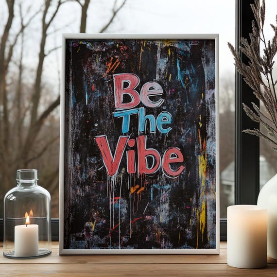 Be The Vibe Wall Art Graffiti Quote Dorm Room Poster Motivational Urban Style Print