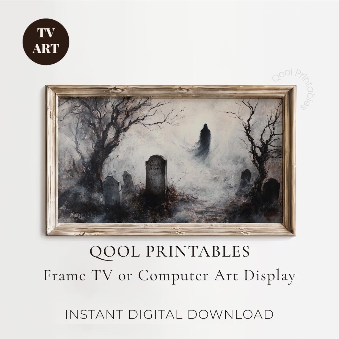Phantasmagoria Ghostly Apparition Foggy Graveyard Art Poster