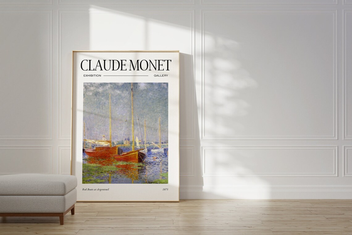 Claude Monet Red Boats at Argenteuil 1875 Classic Sailboat Poster