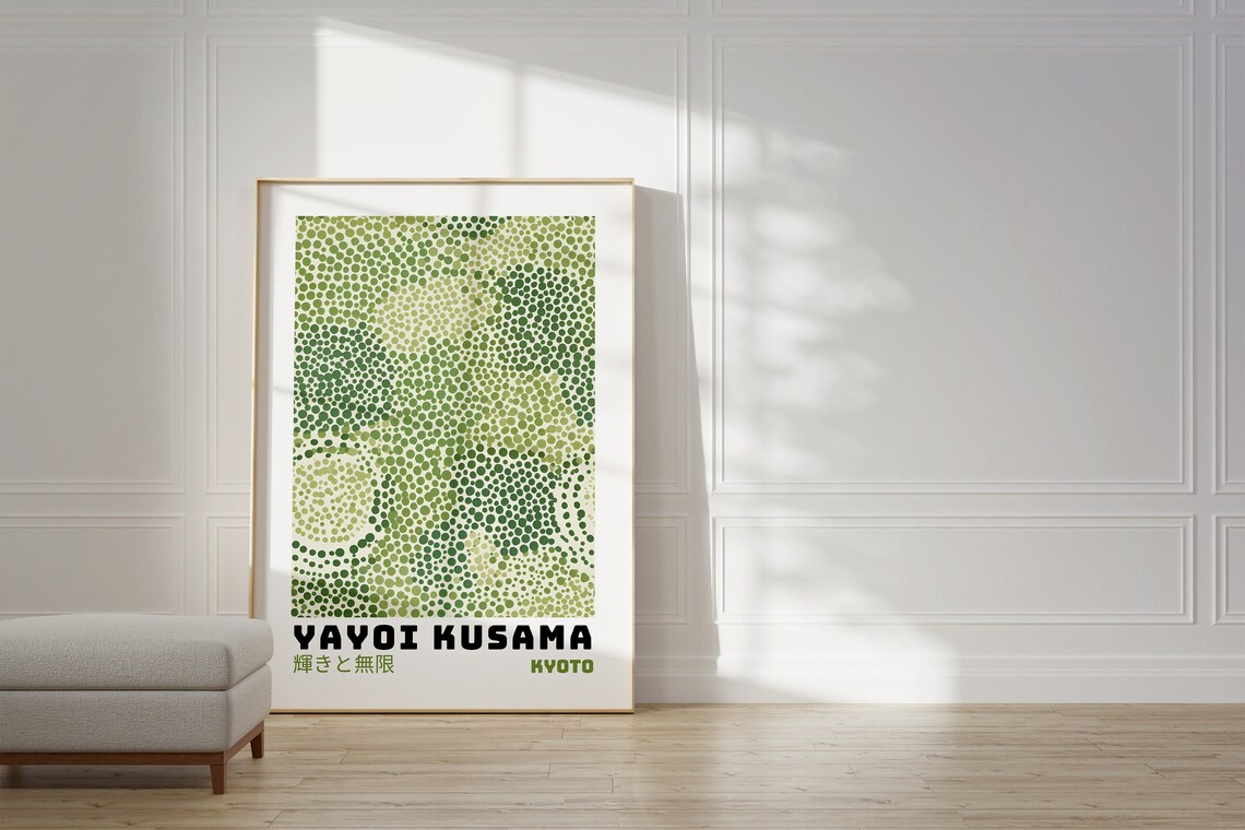 Yayoi Kusama Kyoto Green Infinity Dots Gradient Gallery Art Poster