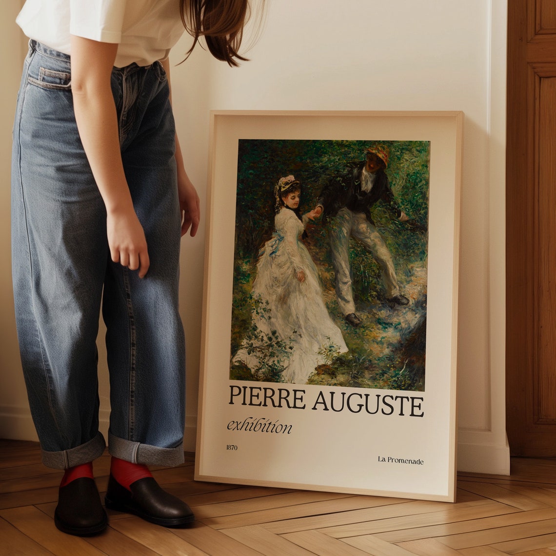 La Promenade Print By Pierre Auguste Couple Portrait Antique Oil Painting French Country Mid Century Wall Art Gift For Couple - Image 5
