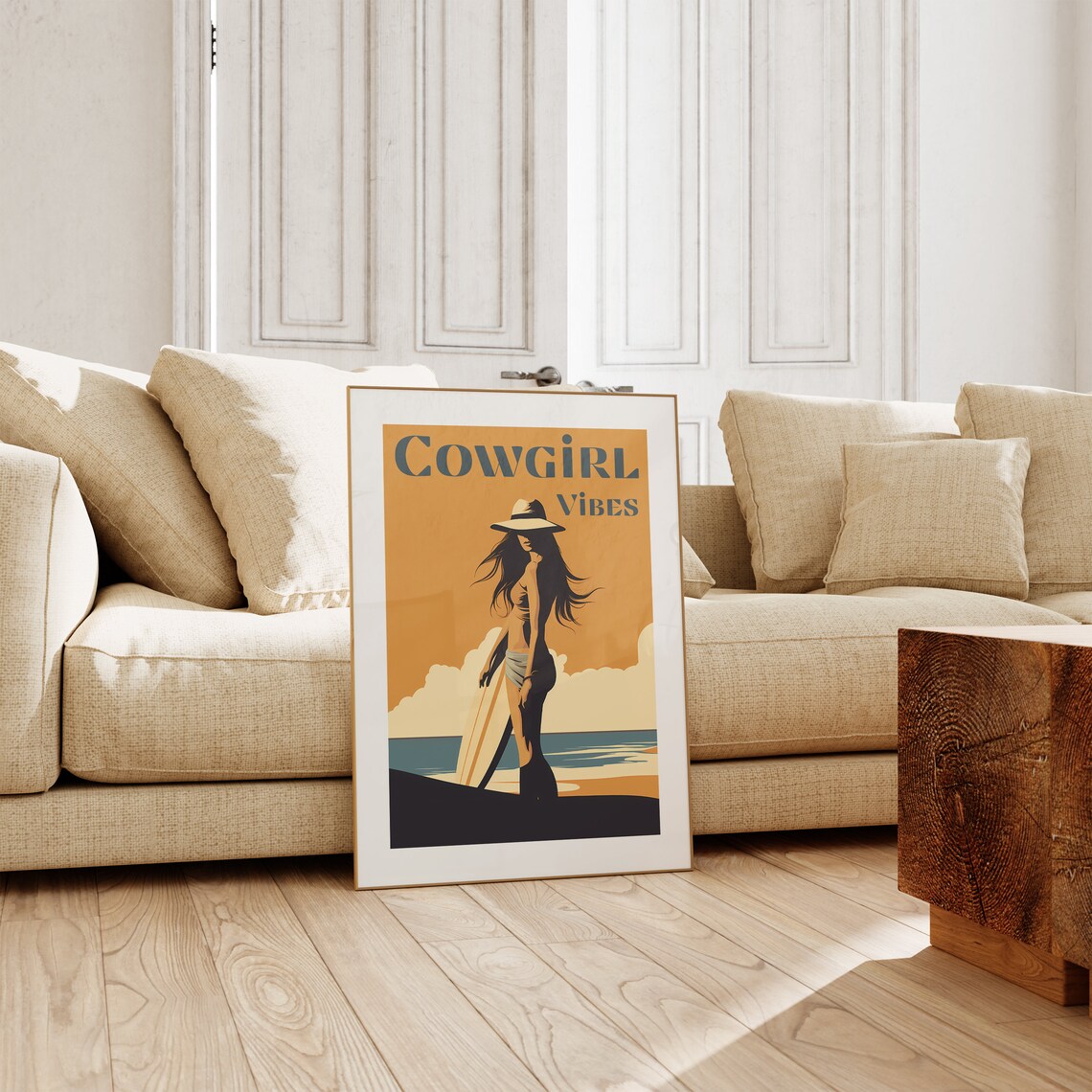Coastal Cowgirl Surf Poster, Minimalist Dorm Decor - Image 5