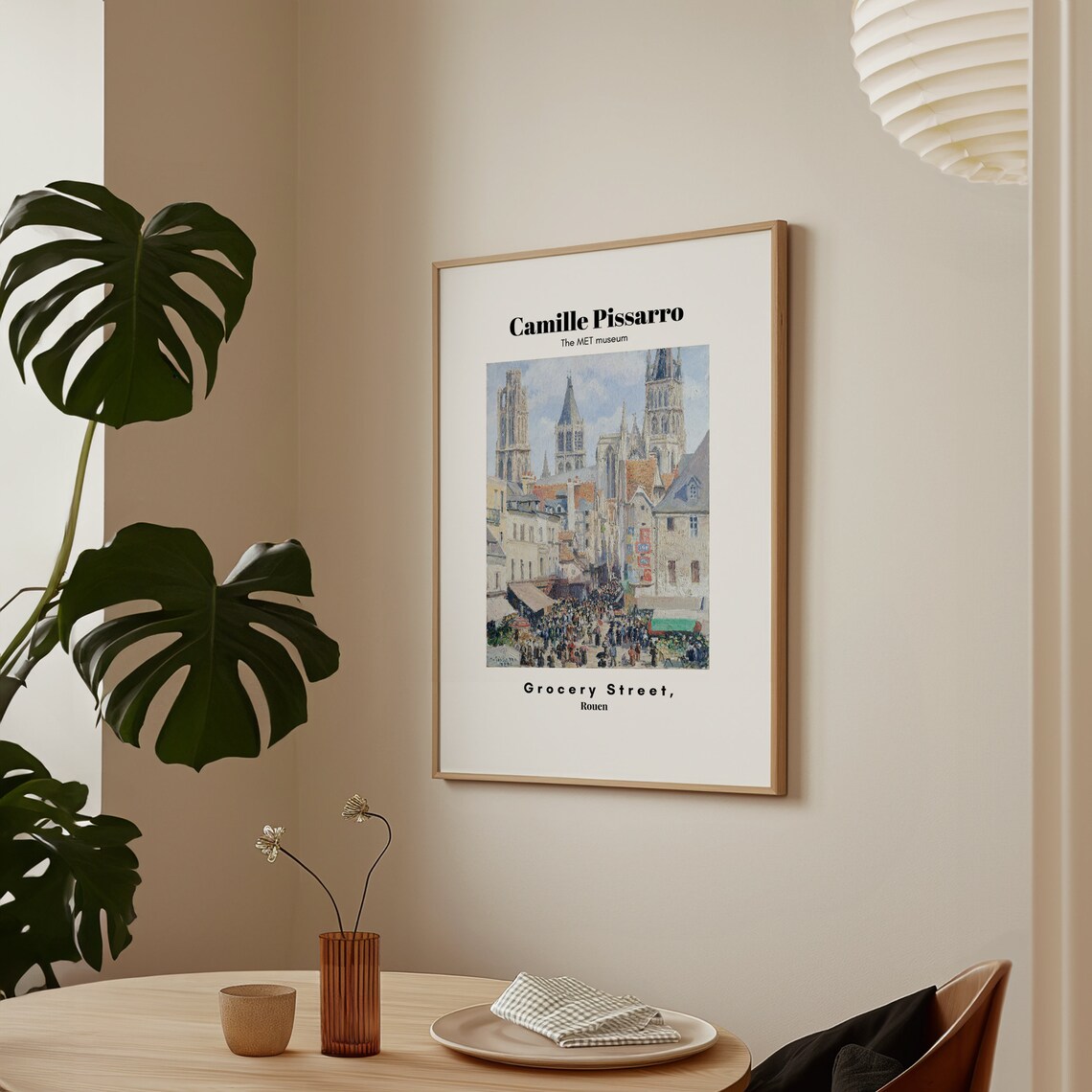 Camille Pissarro Grocery Street Rouen Cathedral Crowd Poster - Image 3