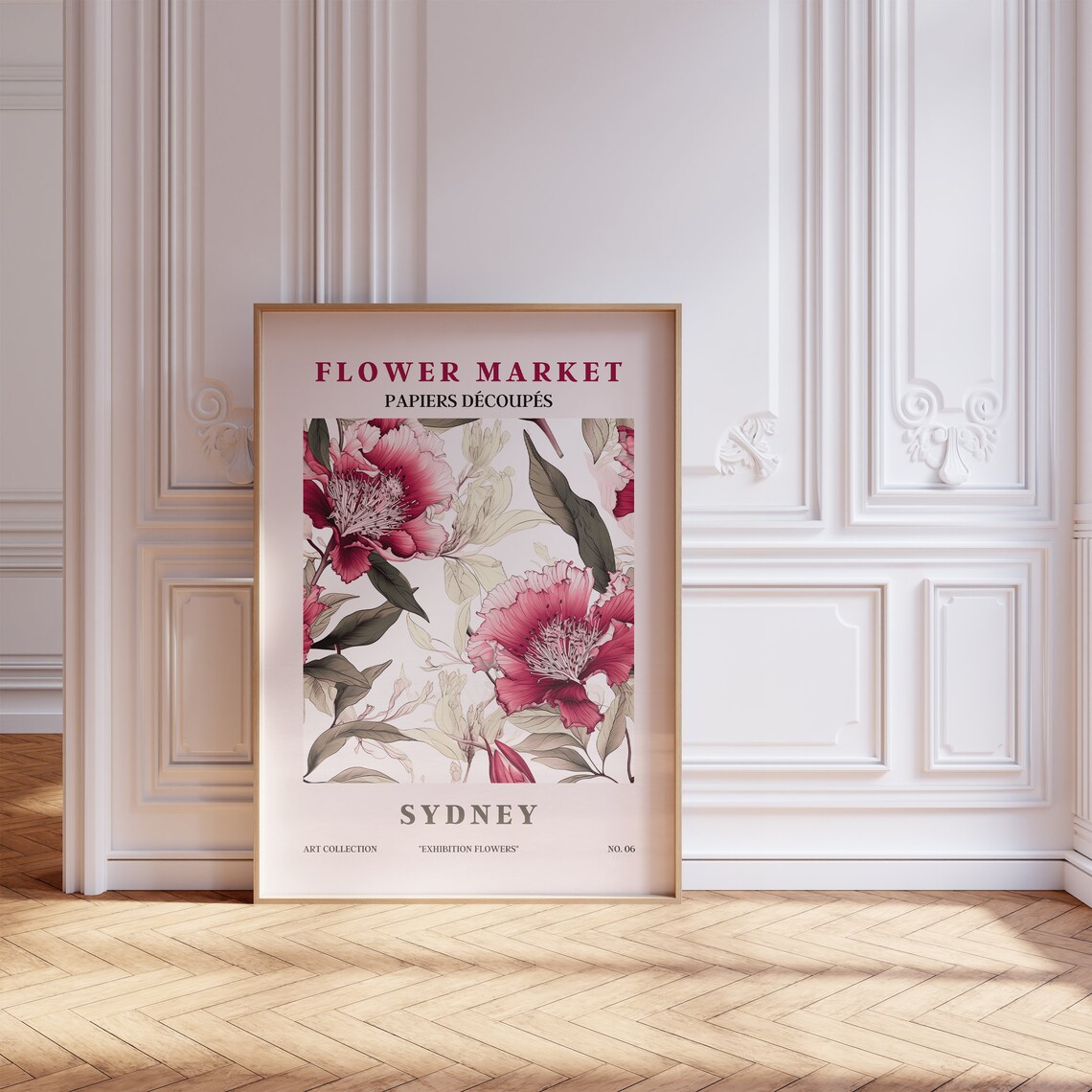 Flower Market Sydney Pink Camellia Blooms Dark Foliage Art Poster - Image 5