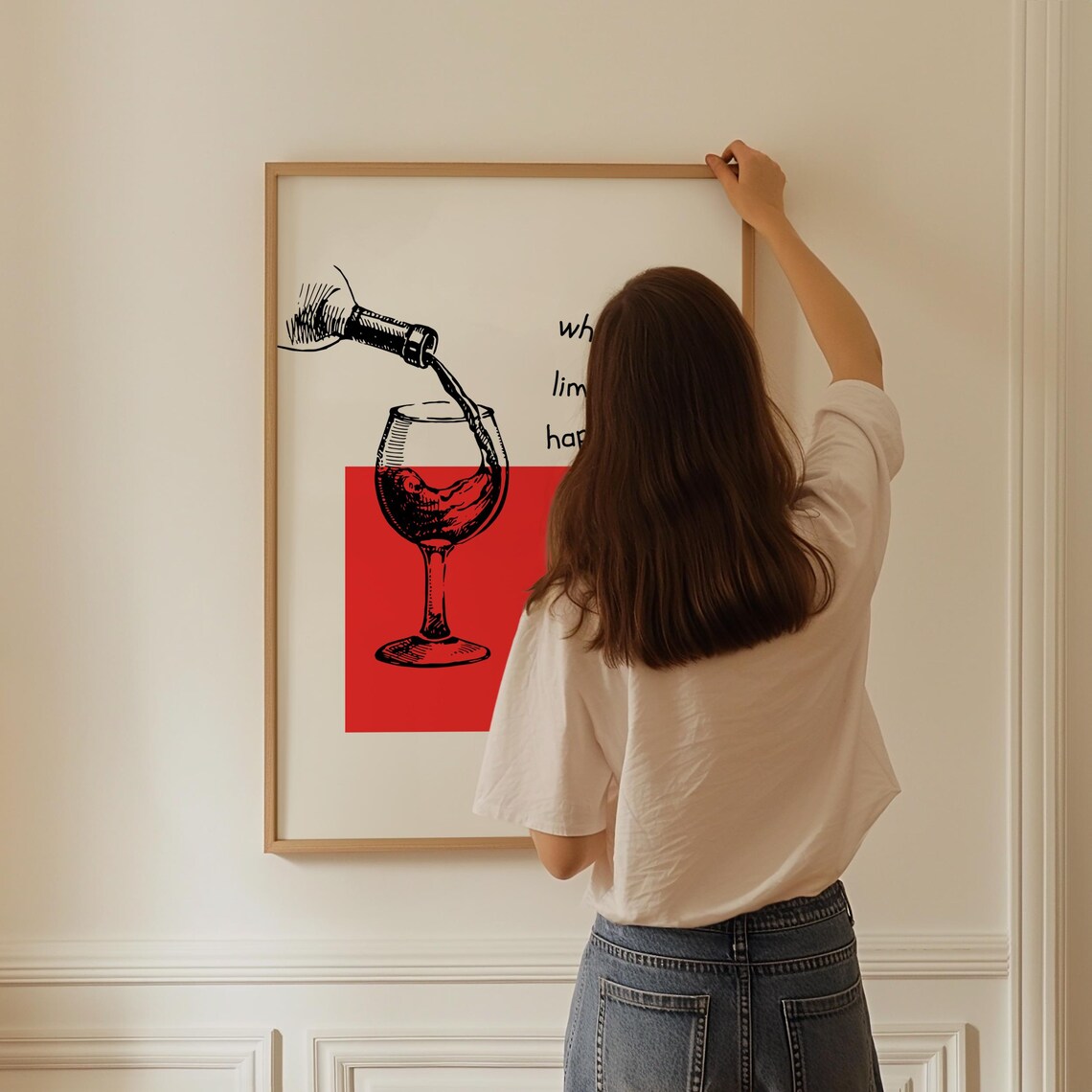 Why Limit Happy to an Hour Cheerful Red Wine Pour Quote Poster - Image 3