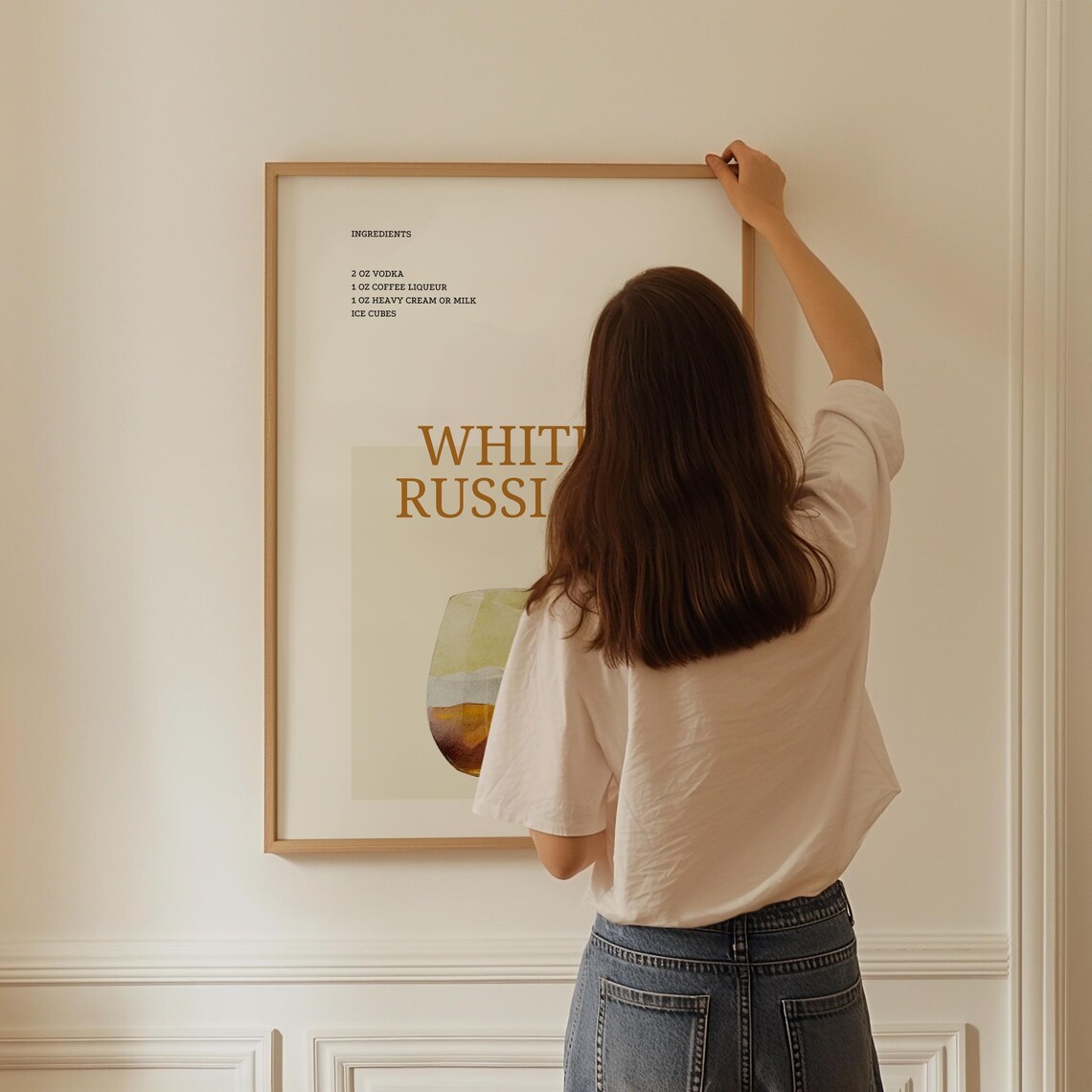 White Russian Cocktail Recipe Coffee Liqueur Cream Bar Art Print - Image 3