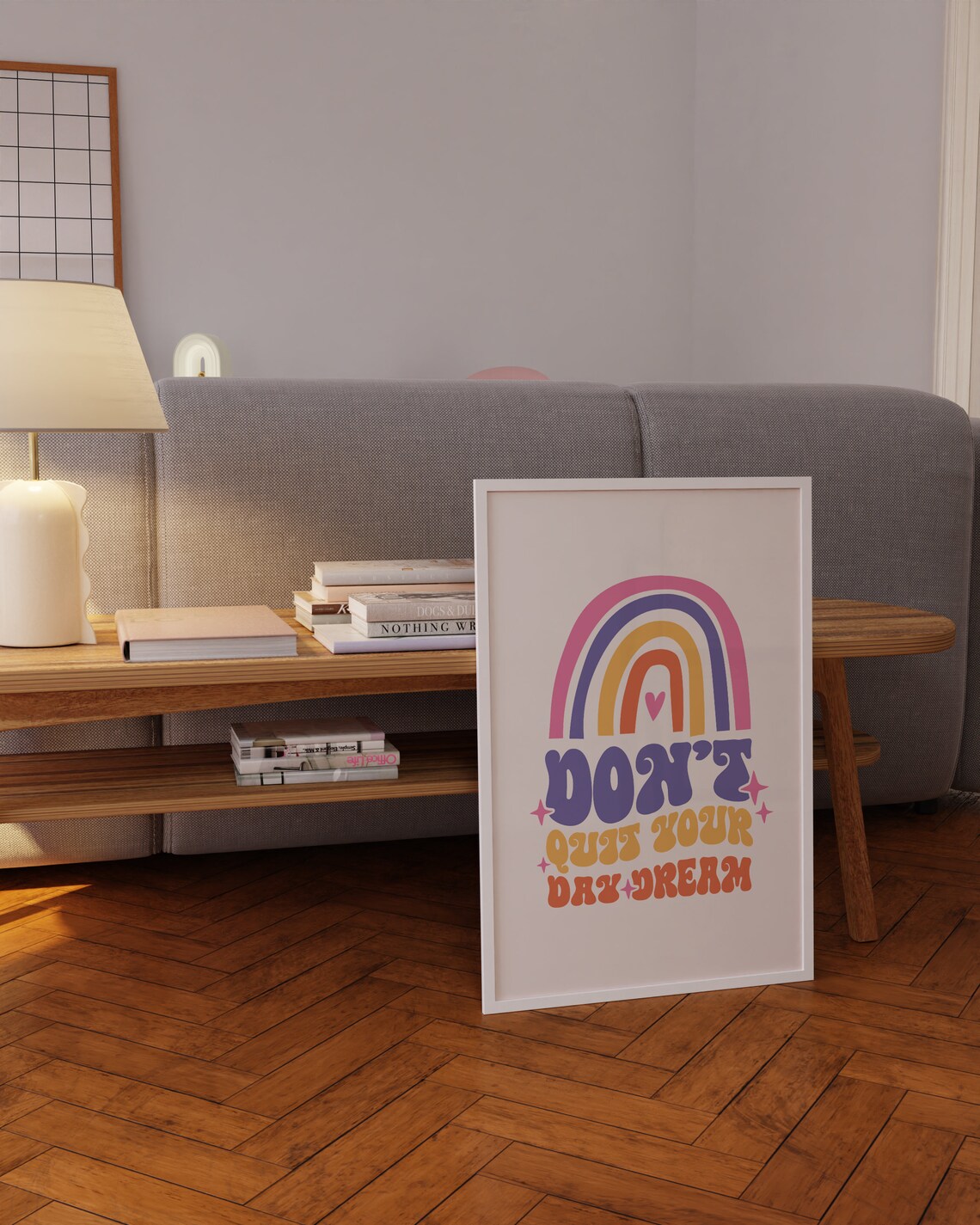 Dont Quit Your Daydream Rainbow Retro Groovy Quote Art Poster - Image 4