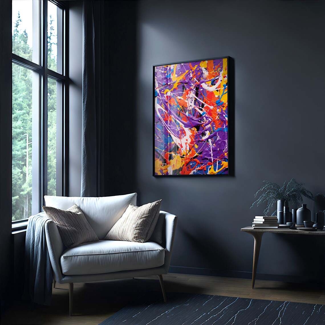 Jackson Pollock Style Colorful Abstract Drip Paint Splatter Poster - Image 3