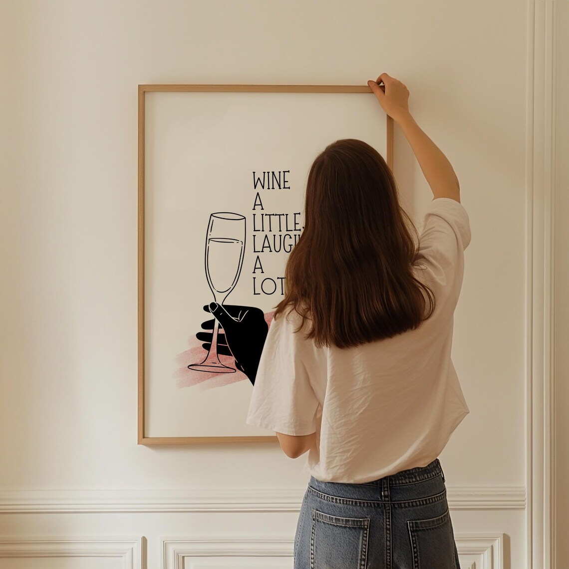 Wine A Little Laugh A Lot Minimalist Art Print - Image 3