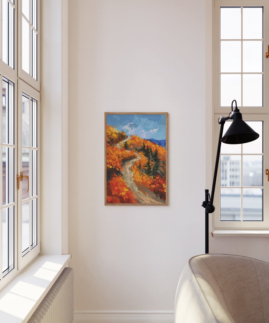 Autumn Mountain Road Fiery Fall Foliage Impressionist Poster - Image 4