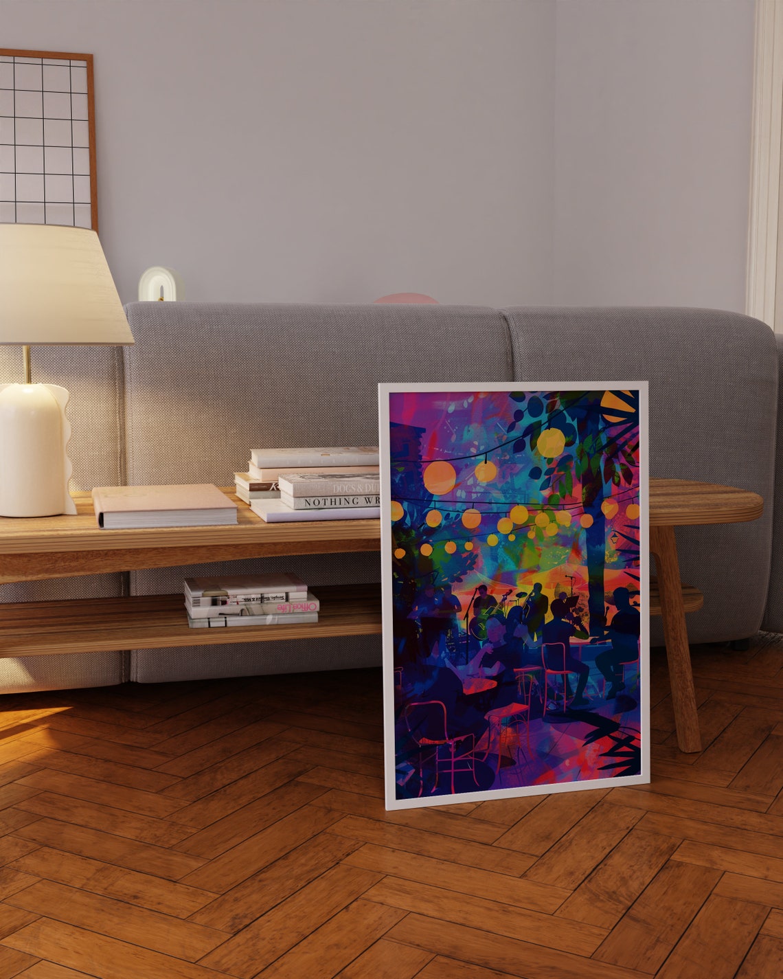 Colorful Night Cafe Terrace String Lights Celebration Poster - Image 4