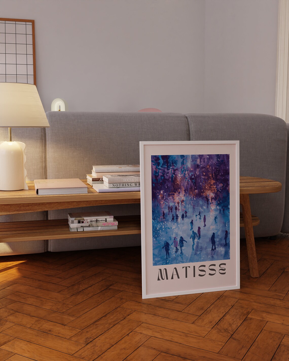 Matisse Night Ice Rink Skaters Crowd Purple Winter Art Poster - Image 3