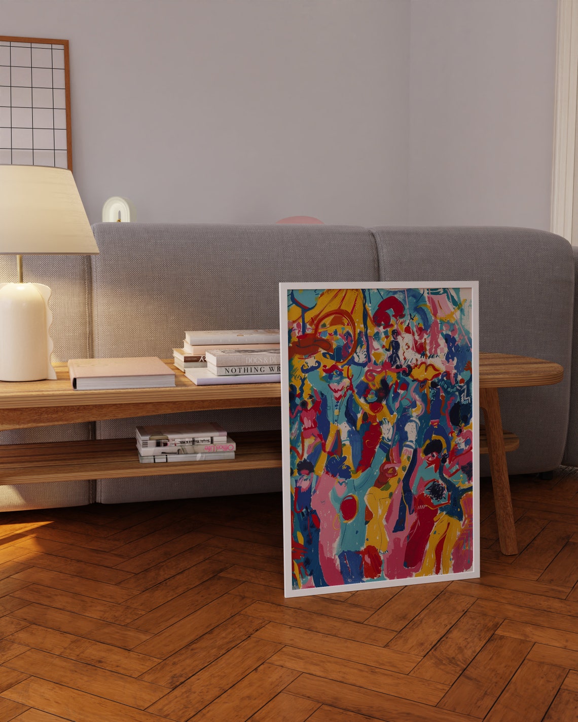 Abstract Expressionist Dance Party Bold Red Blue Yellow Poster - Image 4