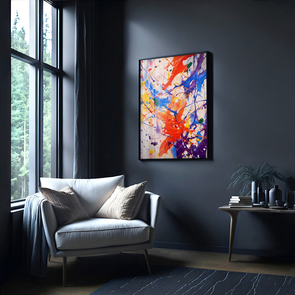 Jackson Pollock Style Rainbow Splash Paint Abstract Art Poster - Image 4