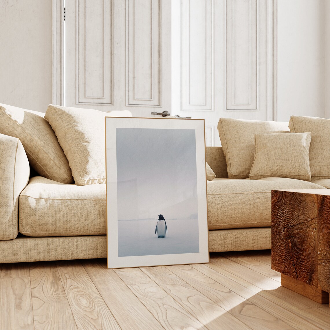 Lone Penguin Vast Icy Landscape Minimalist Winter Photo Poster - Image 2