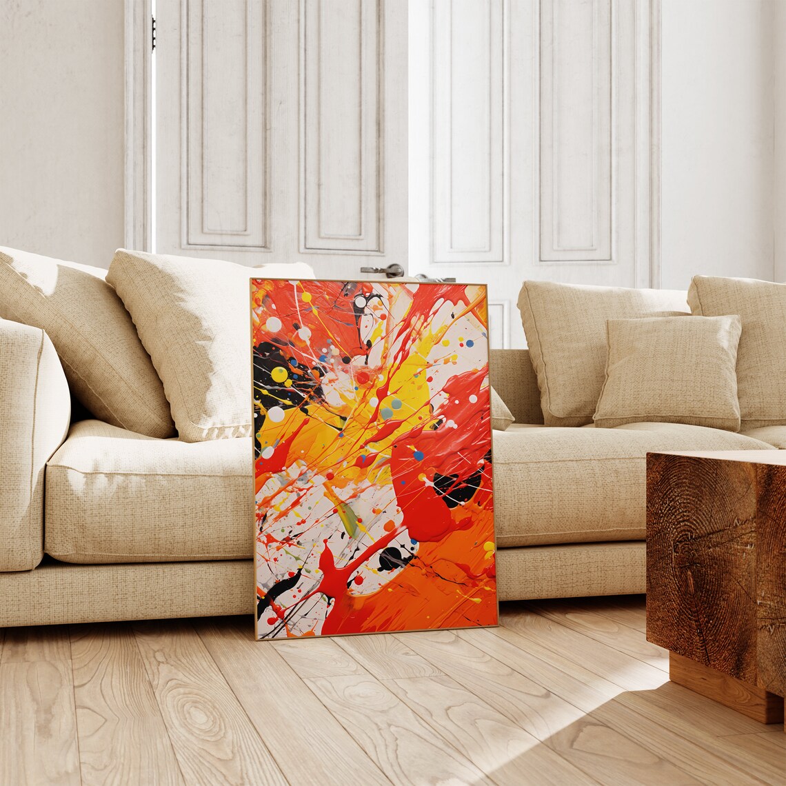 Jackson Pollock Style Fiery Red Splash Paint Abstract Art Poster - Image 5