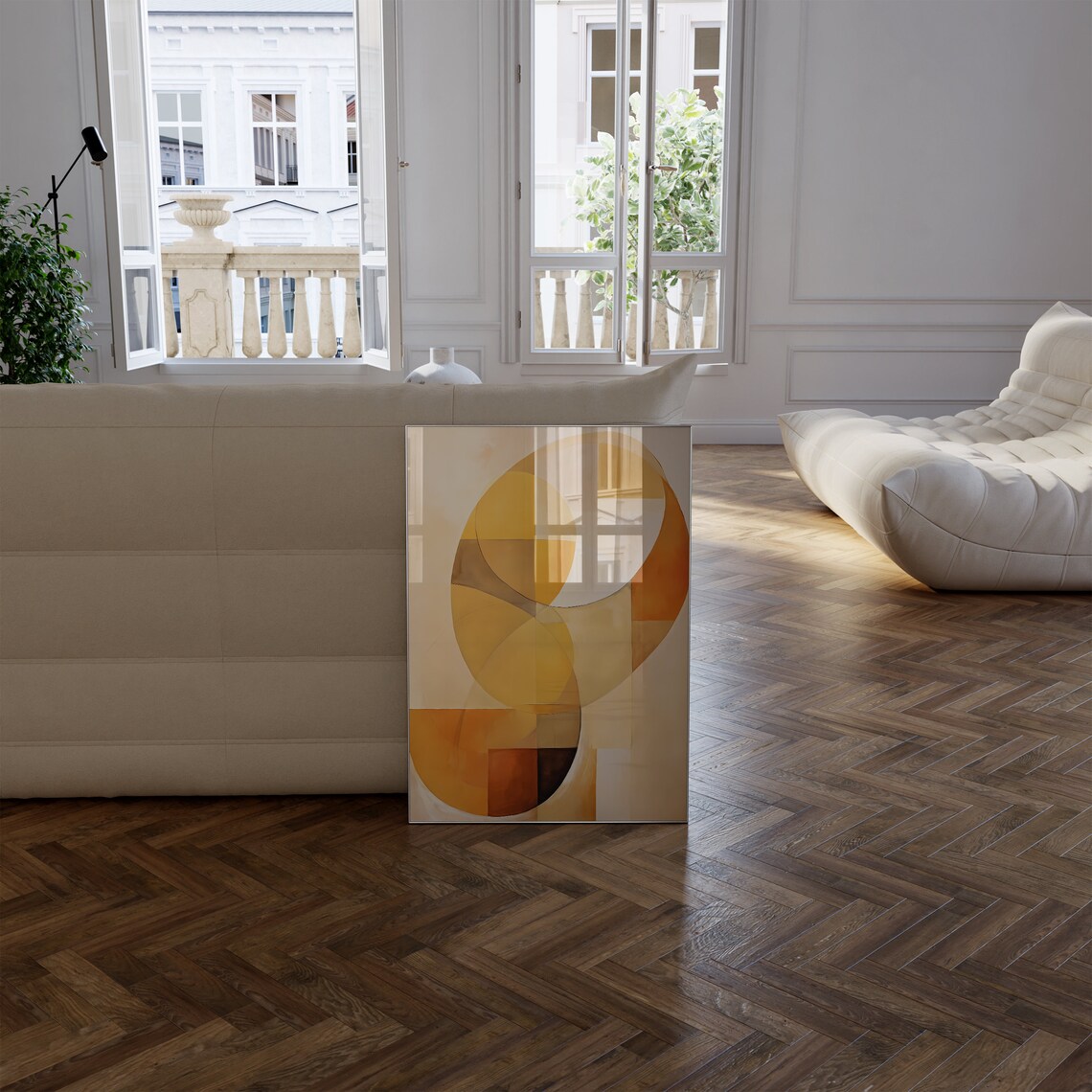 Golden Amber Circular Abstract Shapes Warm Modern Style Poster - Image 2