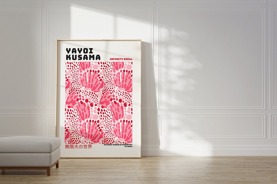 Yayoi Kusama Abstract Art Print, Japandi Gallery Wall