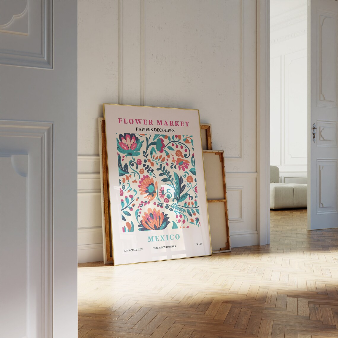 Flower Market Kitchen Living Room Art Print - Image 2
