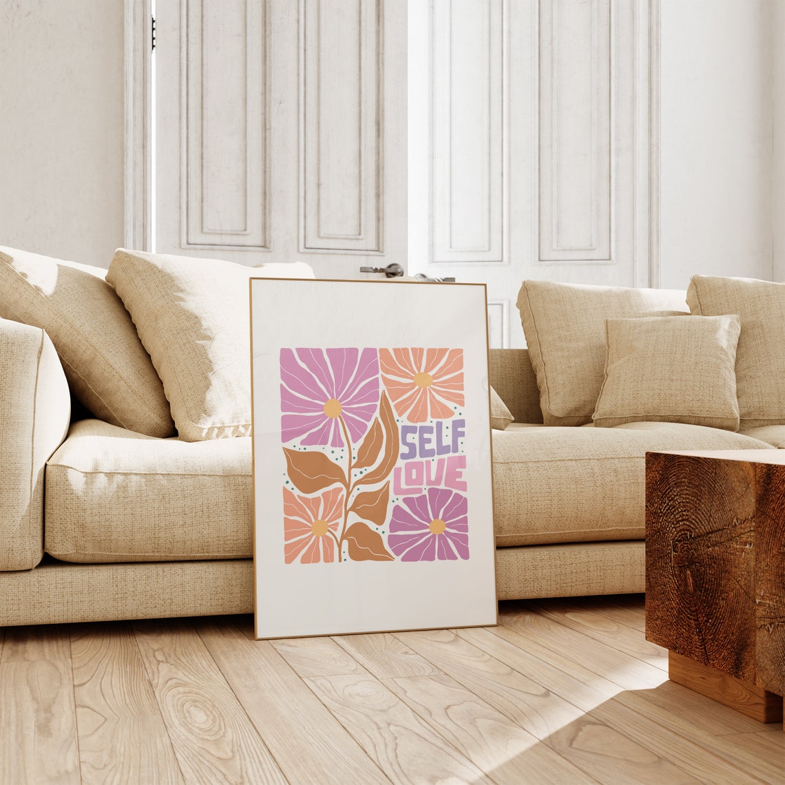 Self Love Retro Flowers Groovy Positive Affirmation Boho Poster - Image 2