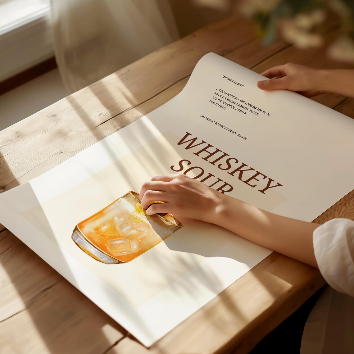 Whiskey Sour Cocktail Recipe Orange Cherry Garnish Bar Art Print - Image 4