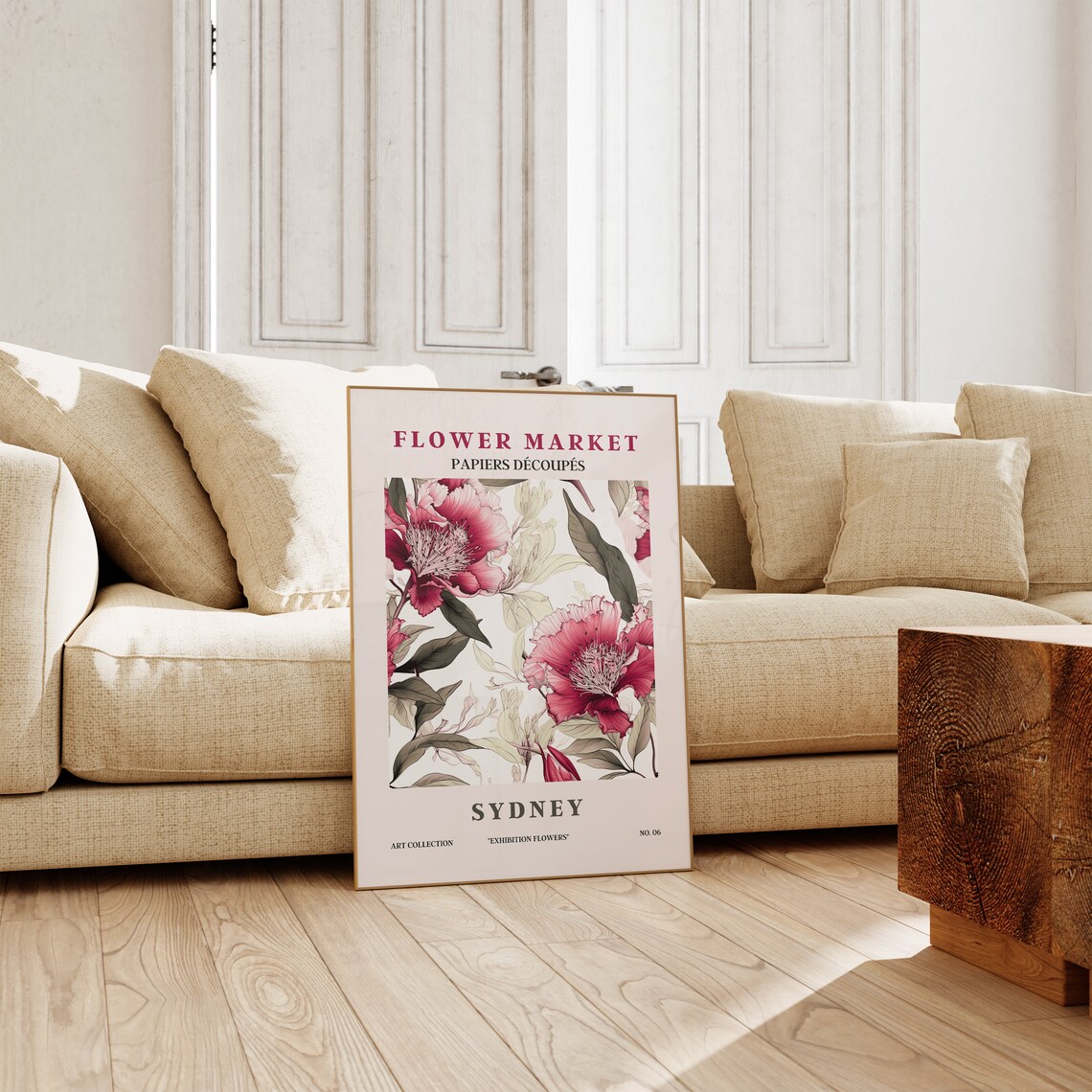 Flower Market Sydney Pink Camellia Blooms Dark Foliage Art Poster - Image 3