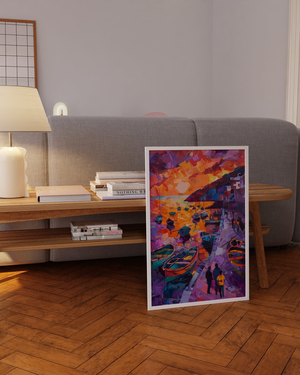 Matisse Inspired Harbor Boats Orange Sun Abstract Painting Poster - Image 5