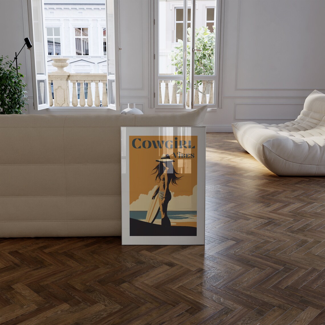 Coastal Cowgirl Surf Poster, Minimalist Dorm Decor - Image 2
