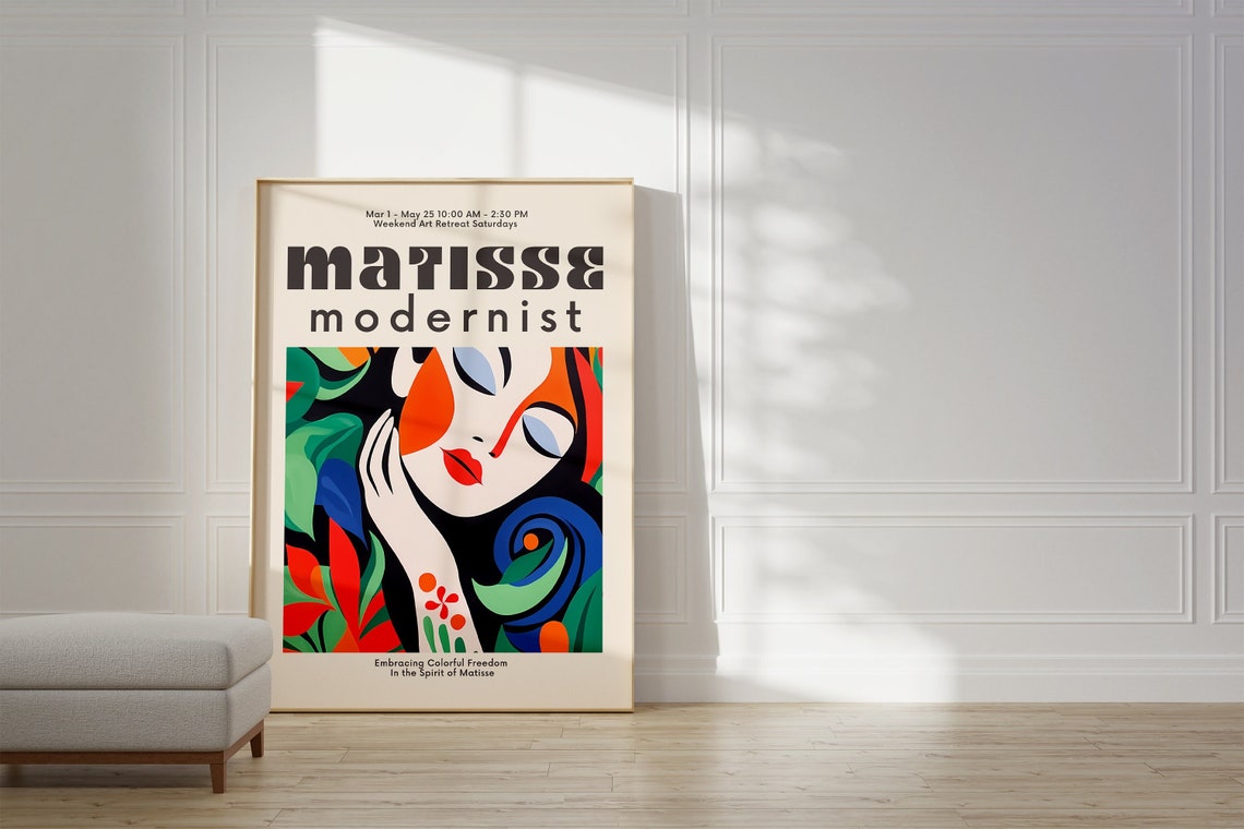 Henri Matisse Modernist Colorful Woman Portrait Floral Art Poster