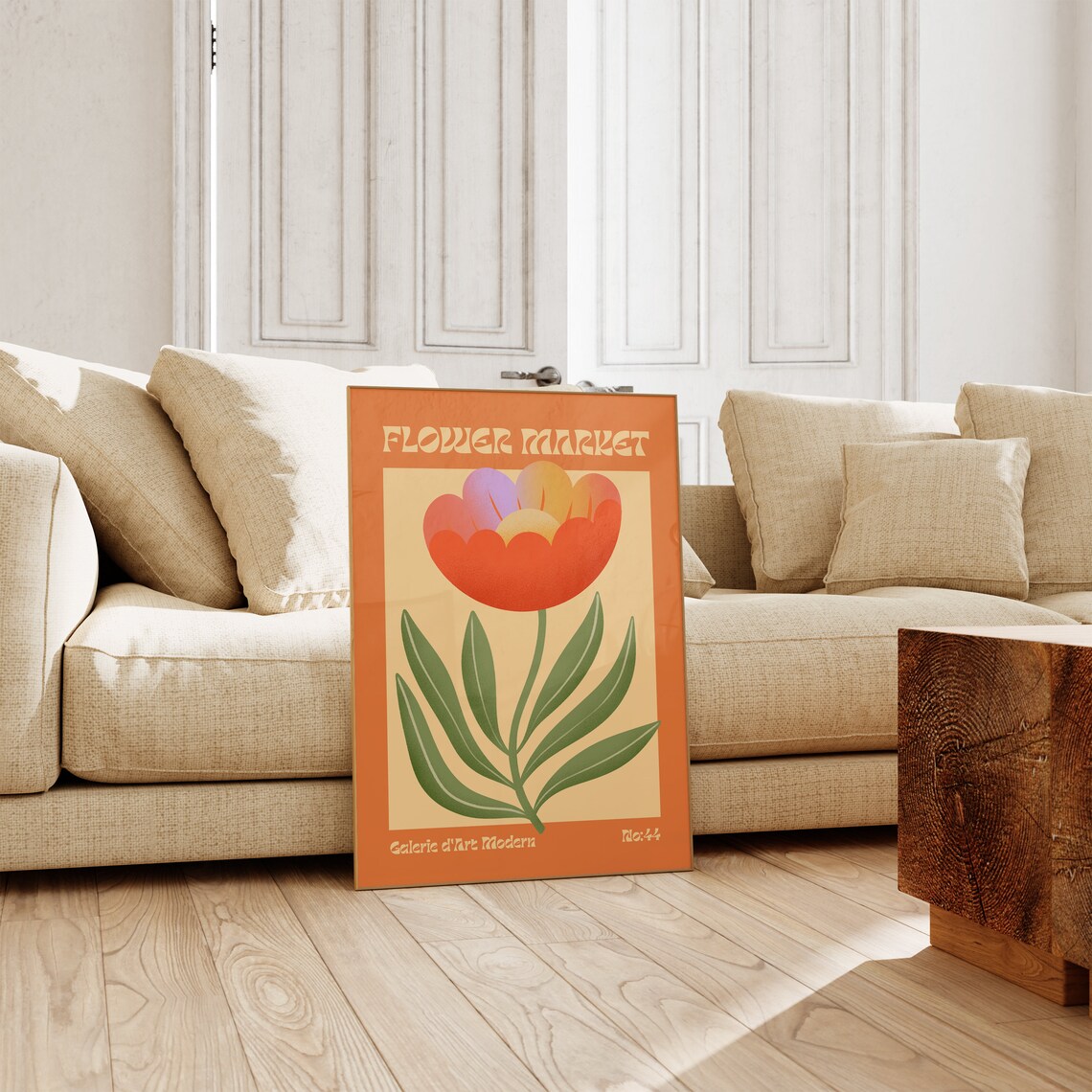 Flower Market No 44 Orange Ombre Bloom Burnt Orange Floral Poster - Image 3
