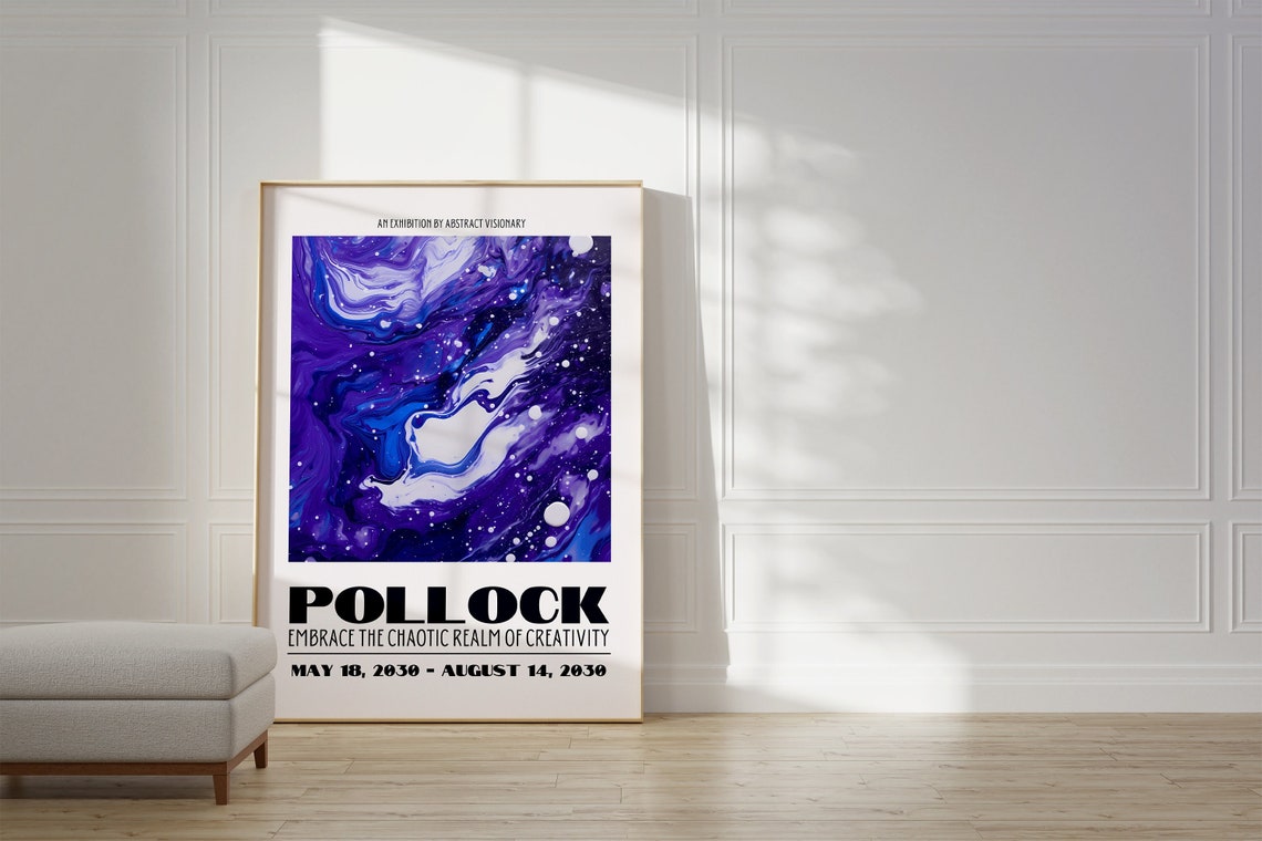 Pollock Embrace Chaos Purple Galaxy Marble Abstract Art Poster