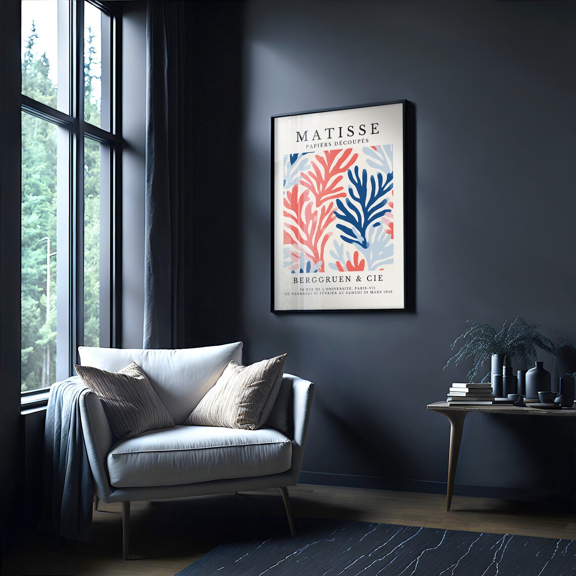 Henri Matisse Coral Leaf Cutouts Paris Exhibition 1953 Art Poster - Image 2