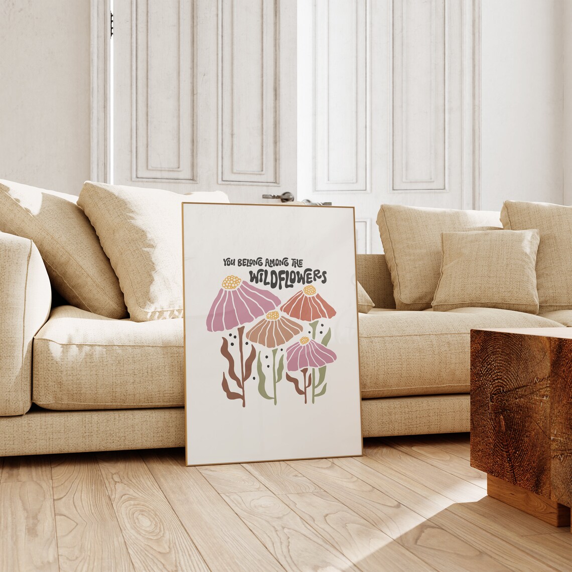 You Belong Among the Wildflowers Boho Coneflower Quote Poster - Image 2