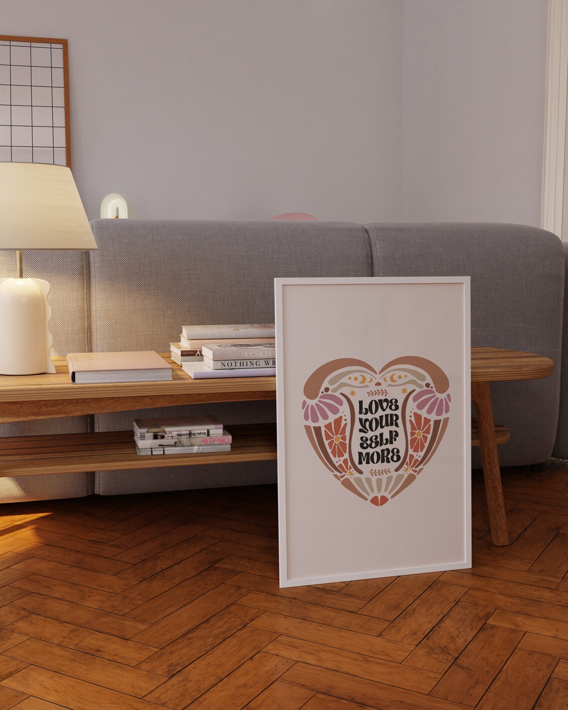 Love Your Self More Boho Heart Floral Self Care Quote Poster - Image 4