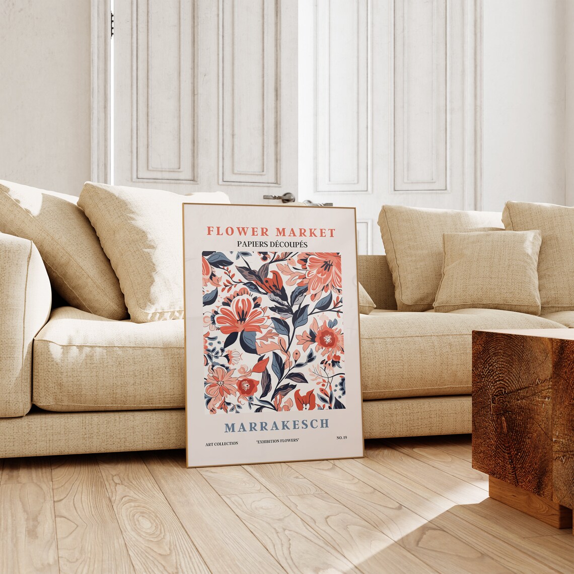 Flower Market Marrakesch Crimson Teal Floral Exhibition Art Poster - Image 3