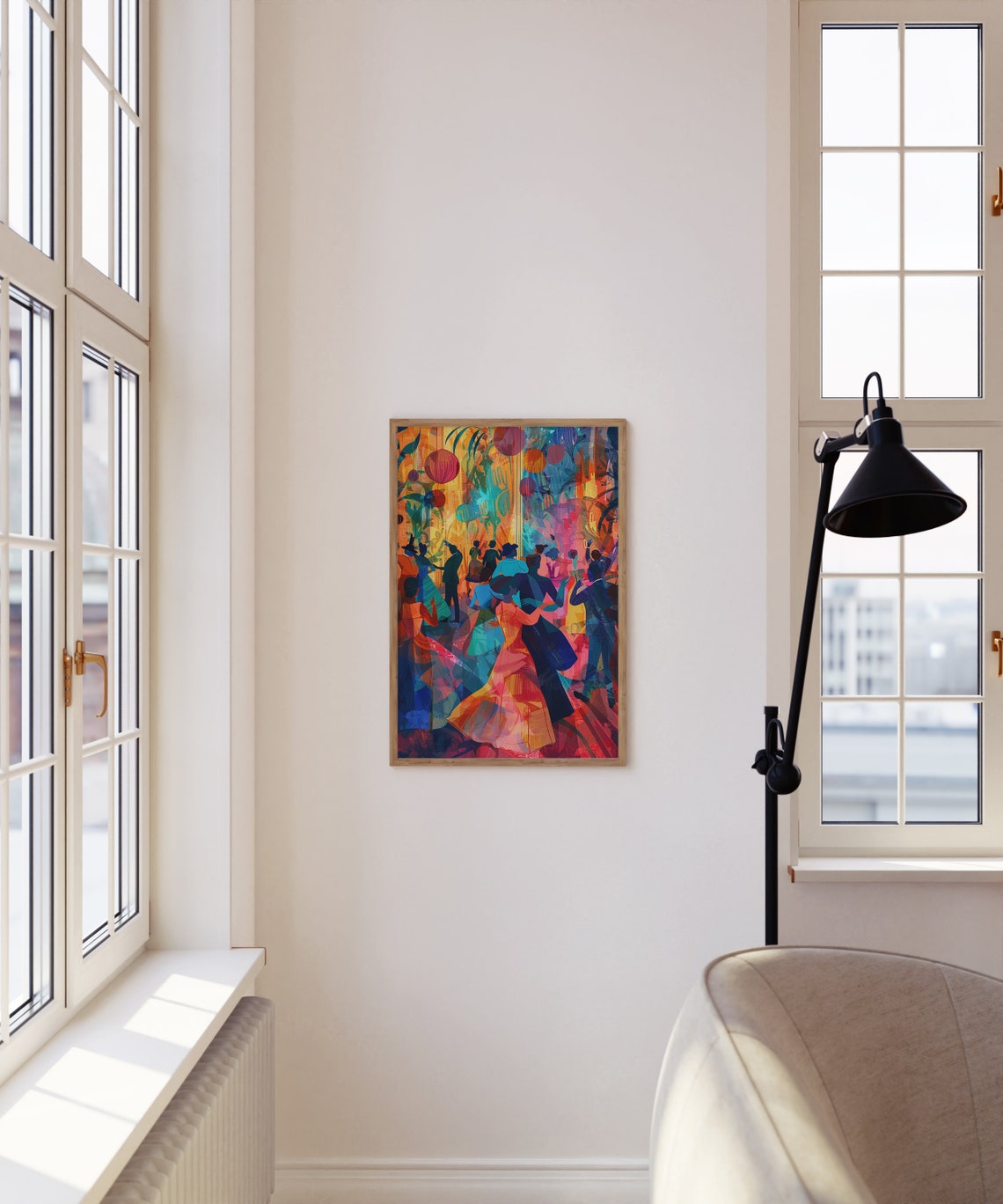 Colorful Ballroom Dance Lanterns Couples Celebration Art Poster - Image 4