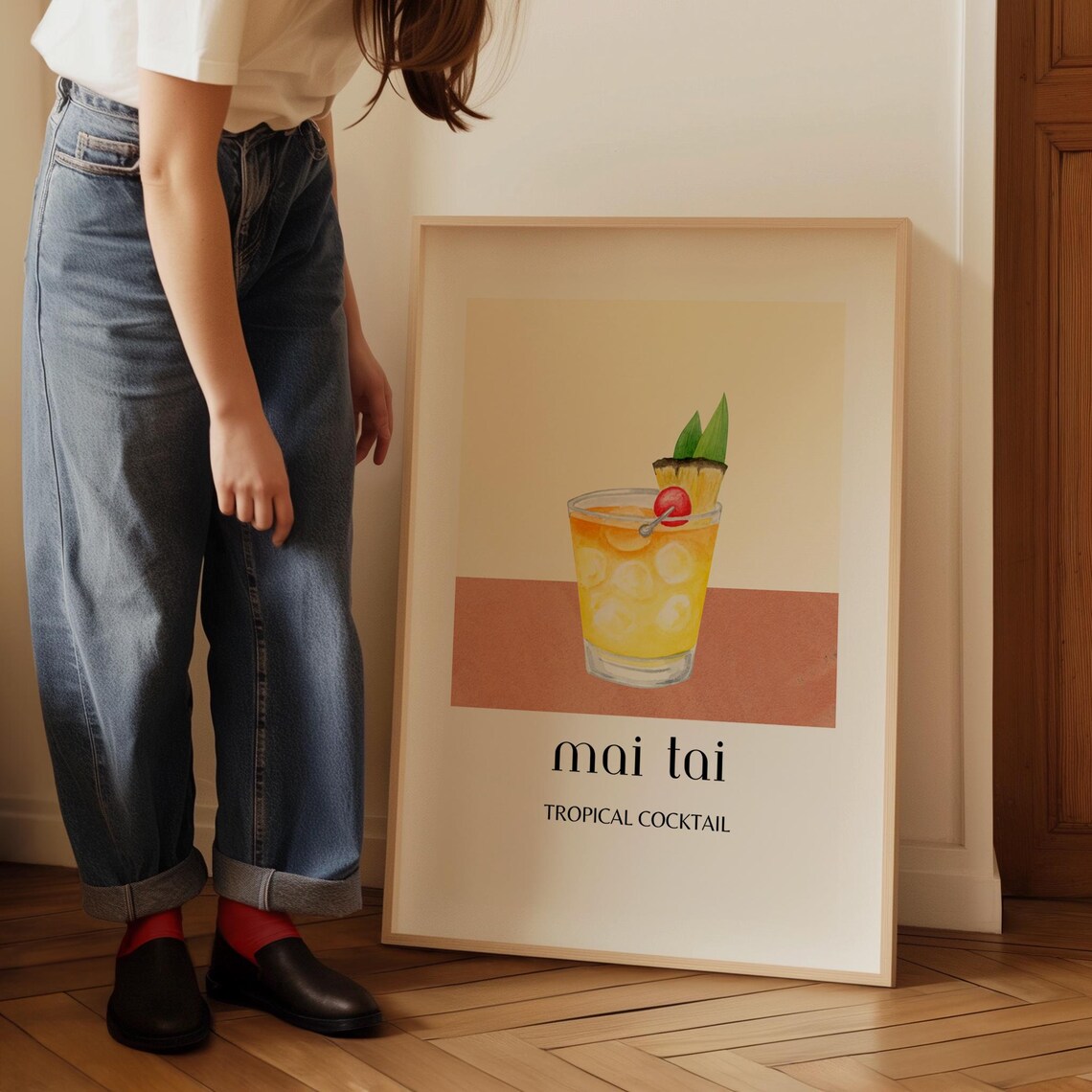 Mai Tai Tropical Cocktail Watercolor Bar Cart Kitchen Poster - Image 5