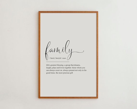 Family Definition Black and White Art Print